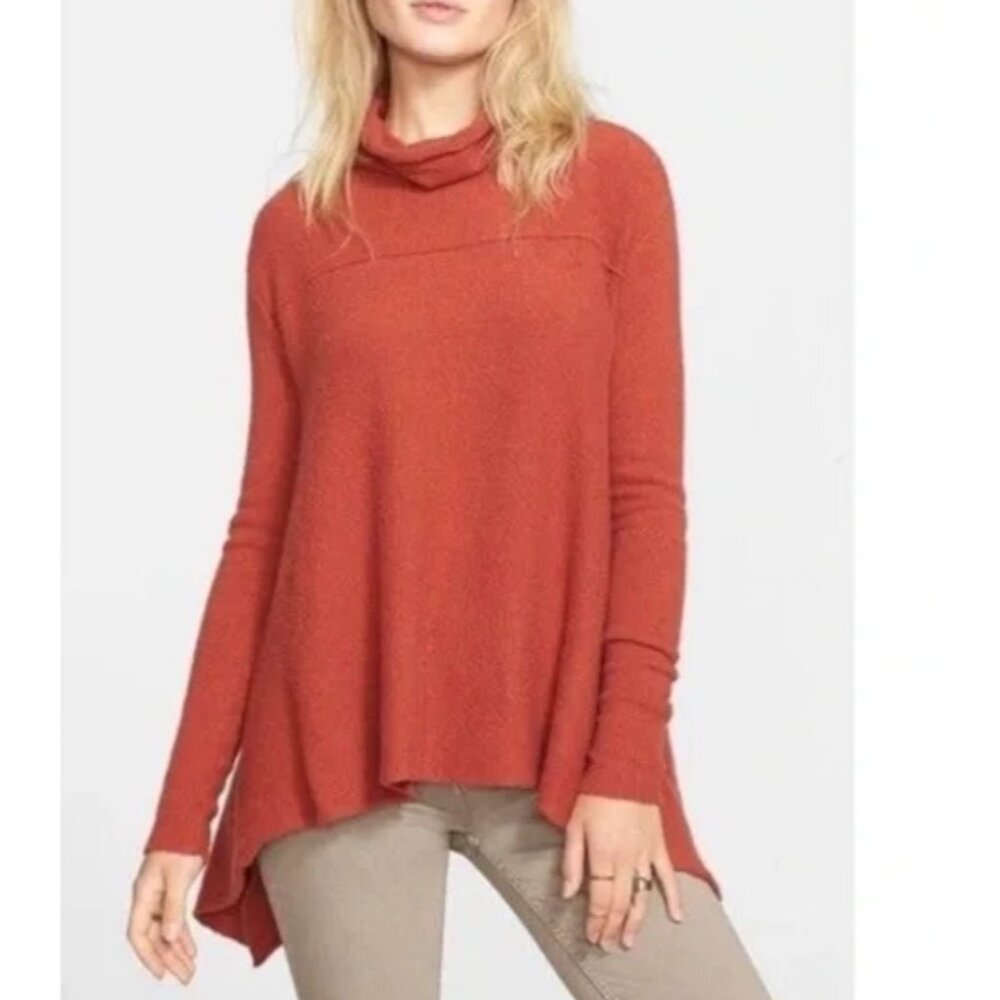 Free People burnt orange relaxed tunic boho‎ 90s knit wool blend sz S
